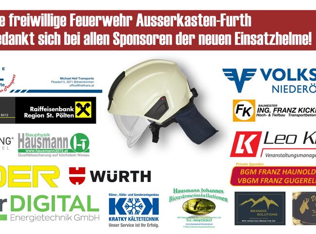 Firmenlogos rund um einen Einsatzhelm