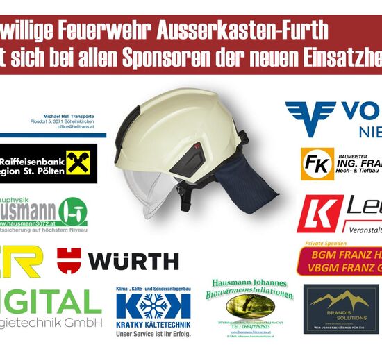 Firmenlogos rund um einen Einsatzhelm